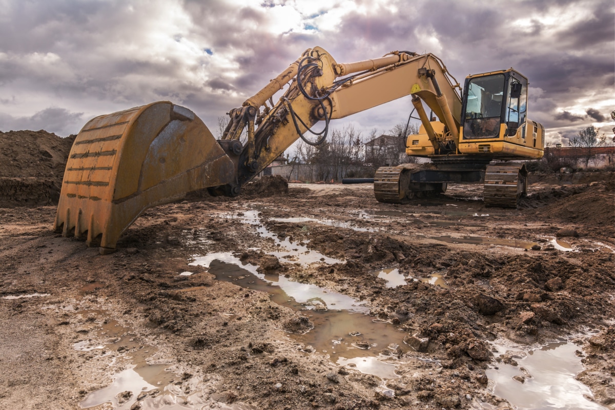 Excavation work on a construction site.
